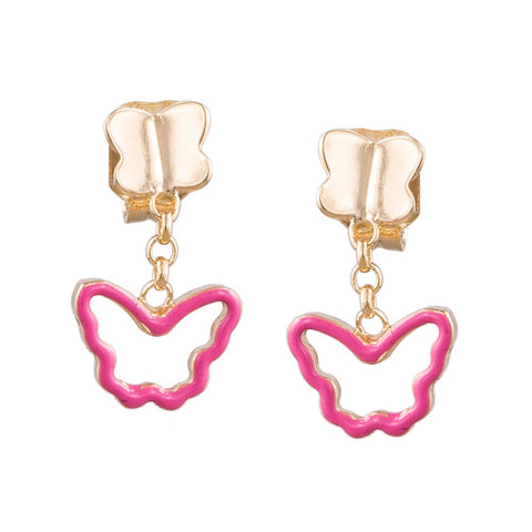 9K Gold Pink Butterfly Earrings