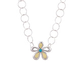 925 Sterling Silver Yellow Enamel Flower Necklace