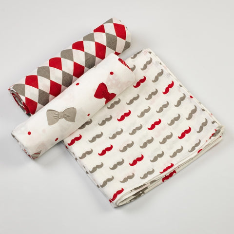 Little Man Muslin Swaddle Cloths <br> Set of 3