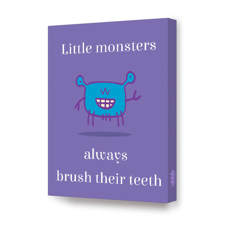 Little Monster Series Canvas Art <br> Brush Your Teeth