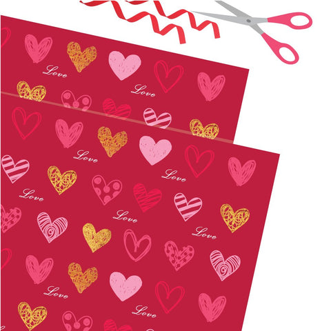 Wrapping Paper - Love, Set of 12 Sheets