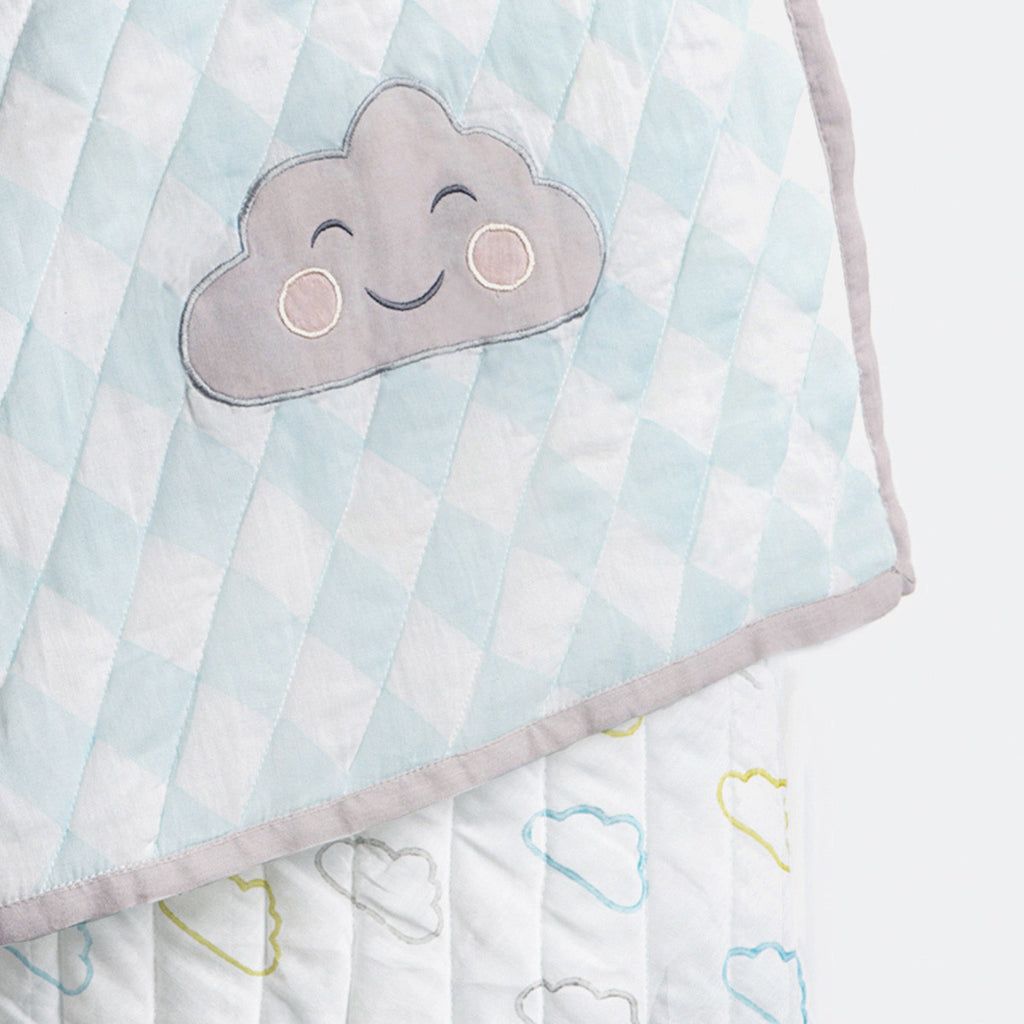 Organic Quilted Blanket <br> Blue Cloud<br><span style="font-size: 10px;">Can be Personalised</span>