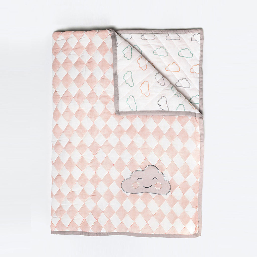 Organic Quilted Blanket <br> Pink Cloud<br><span style="font-size: 10px;">Can be Personalised</span>
