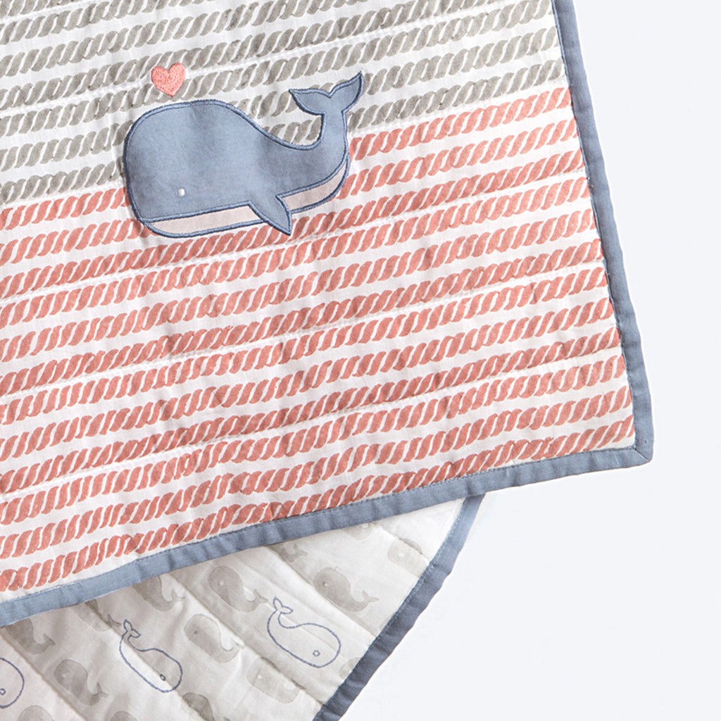 Organic Quilted Blanket <br> Whale<br><span style="font-size: 10px;">Can be Personalised</span>
