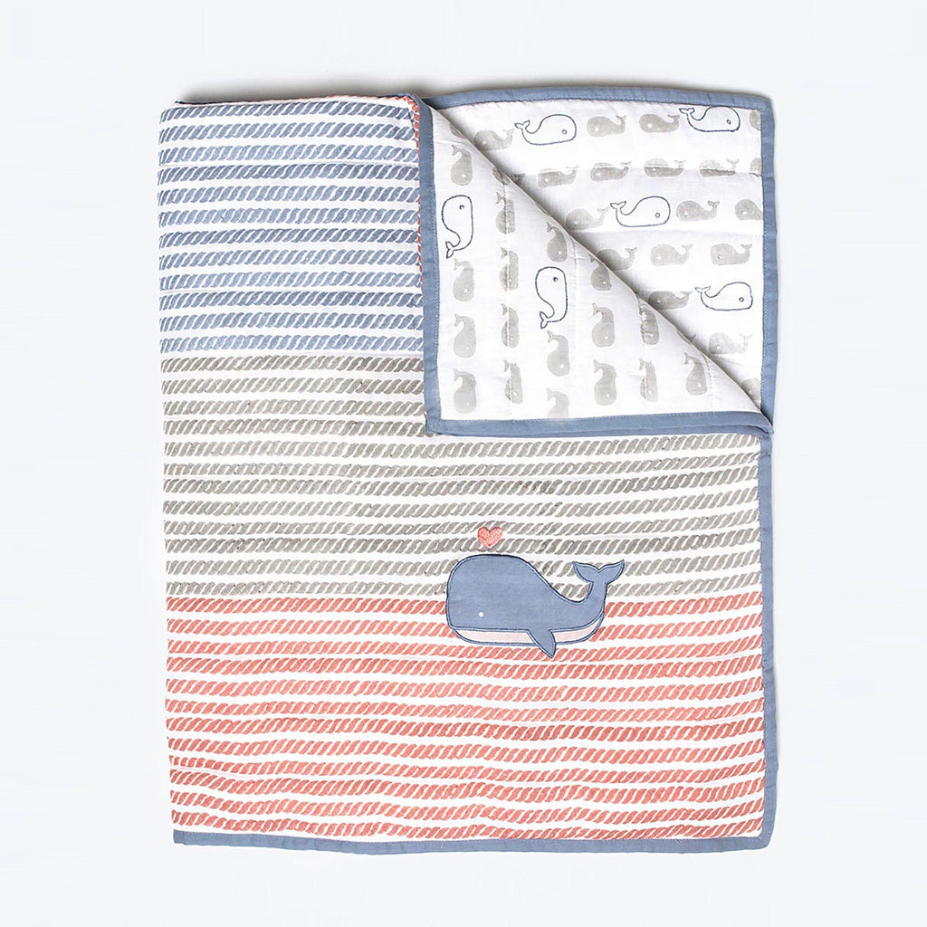 Organic Quilted Blanket <br> Whale<br><span style="font-size: 10px;">Can be Personalised</span>