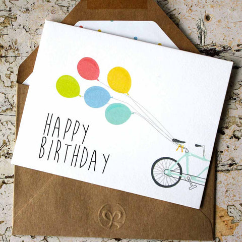 Greeting Card with Lined Envelope <br> Happy Birthday Card- Bicycles