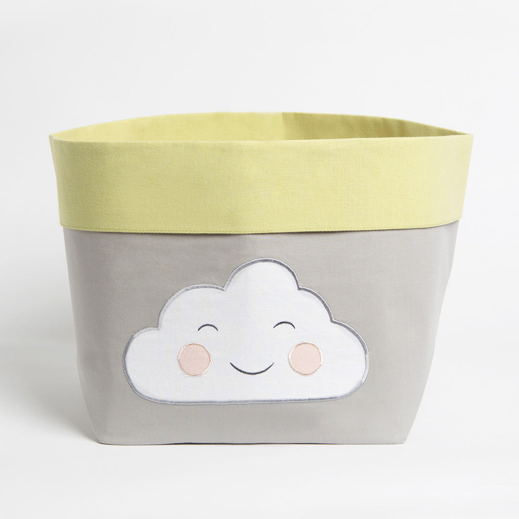 Fabric Storage Baskets <br> Yellow Cloud, Set of 2<br><span style="font-size: 10px;">Can be Personalised</span>