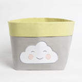 Fabric Storage Baskets <br> Yellow Cloud, Set of 2<br><span style="font-size: 10px;">Can be Personalised</span>