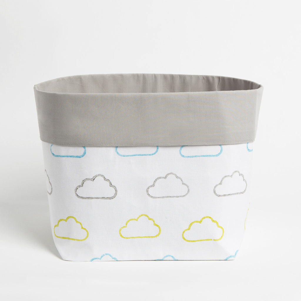 Fabric Storage Baskets <br> Yellow Cloud, Set of 2<br><span style="font-size: 10px;">Can be Personalised</span>