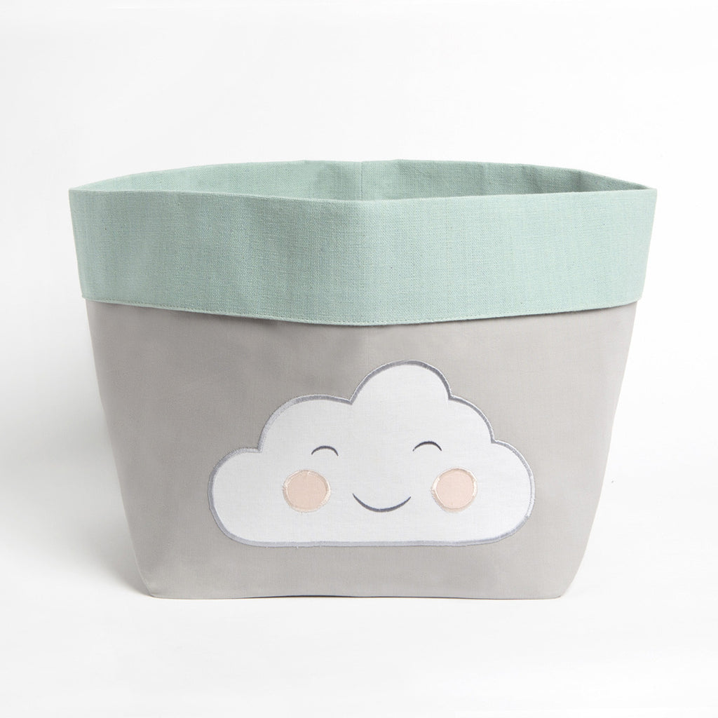 Fabric Storage Baskets <br> Green Cloud, Set of 2<br><span style="font-size: 10px;">Can be Personalised</span>