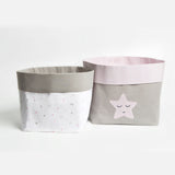 Fabric Storage Baskets <br> Pink Star, Set of 2<br><span style="font-size: 10px;">Can be Personalised</span>