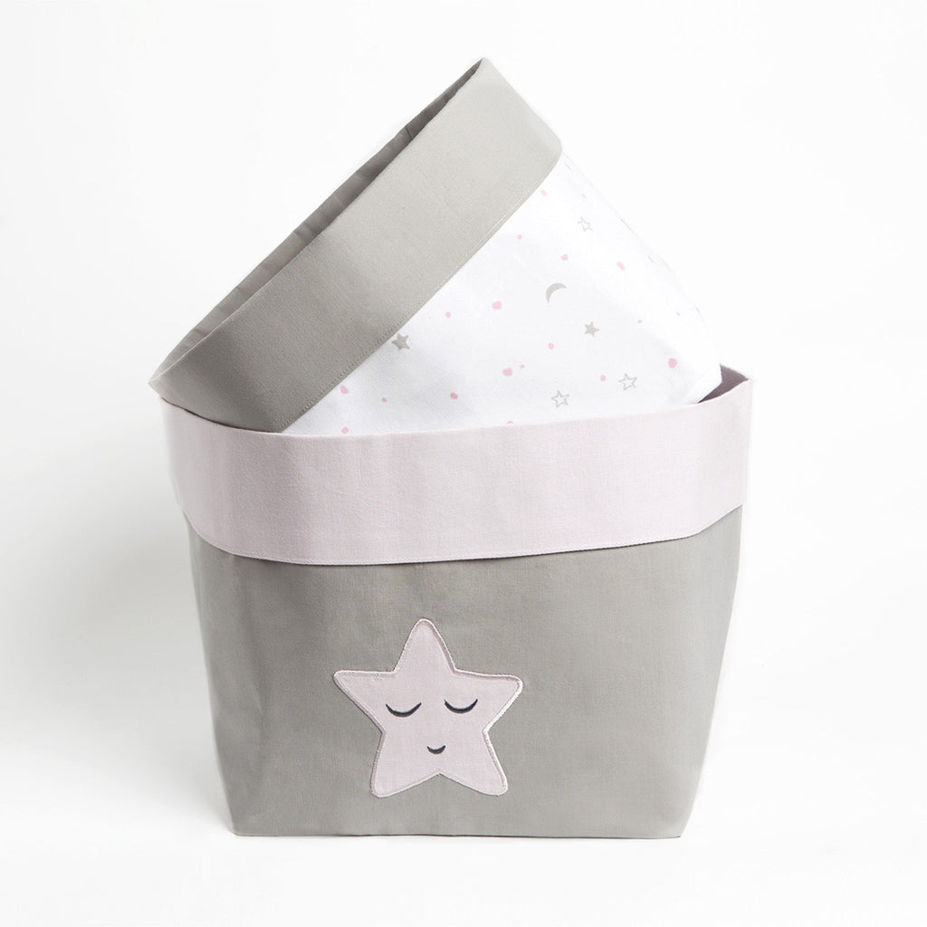 Fabric Storage Baskets <br> Pink Star, Set of 2<br><span style="font-size: 10px;">Can be Personalised</span>