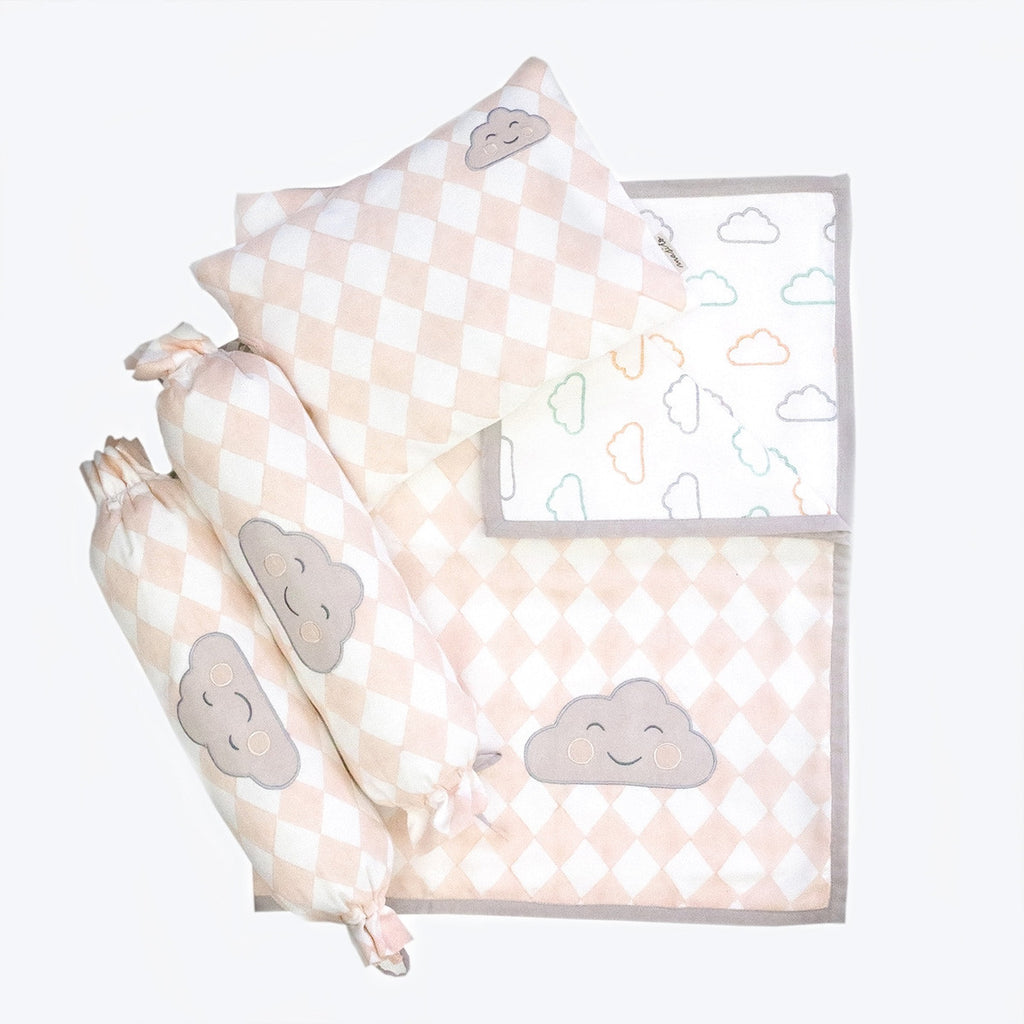 New Baby Mini Cot Set <br> Pink Cloud<br><span style="font-size: 10px;">Can be Personalised</span>