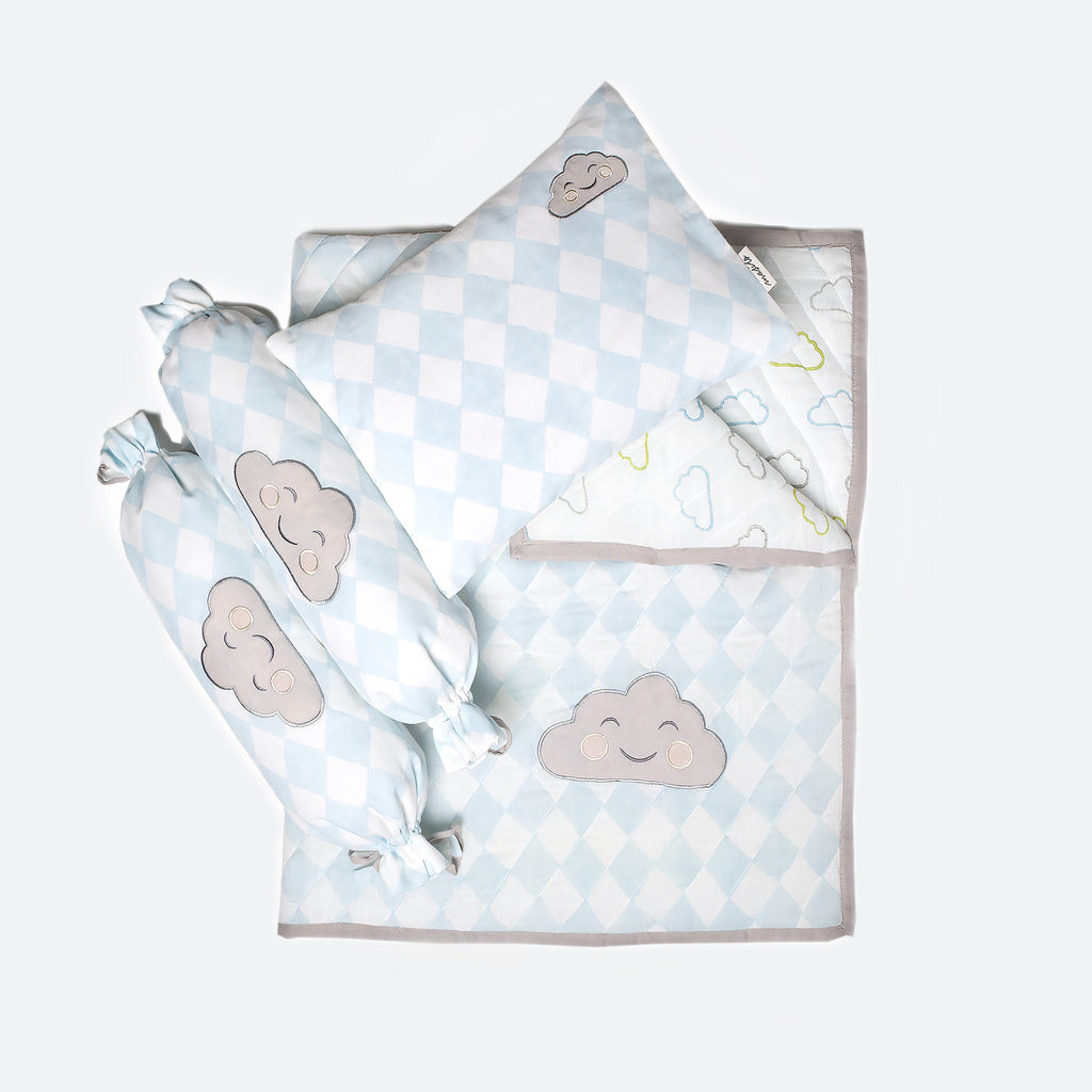 New Baby Mini Cot Set<br> Blue Cloud<br><span style="font-size: 10px;">Can be Personalised</span>