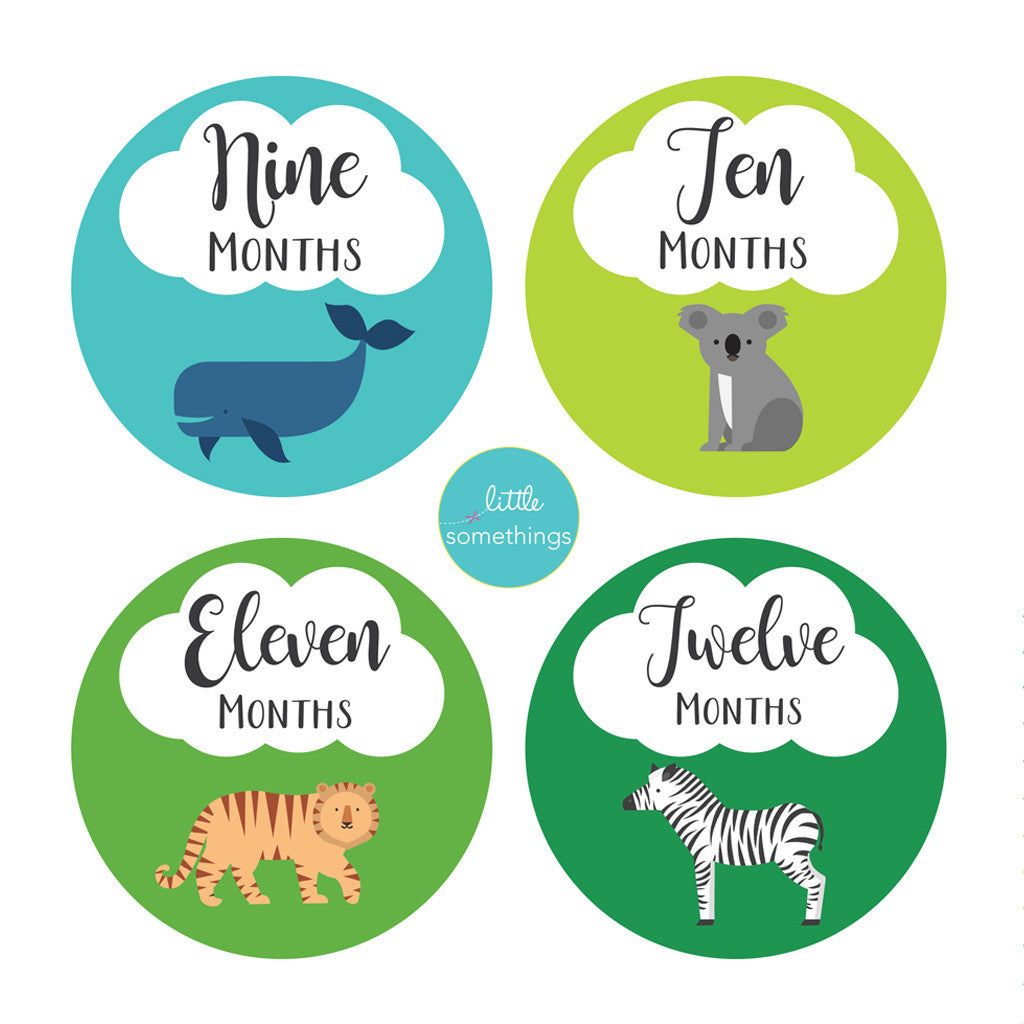 Baby Milestone Stickers<br/>Little Animals, Set of 12