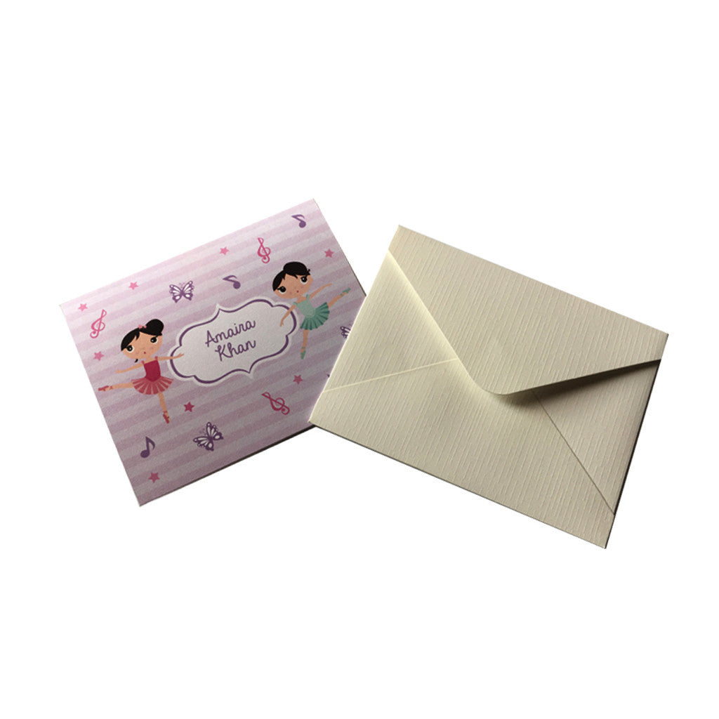 Personalised Notecards with Envelopes<br/> Bubbly Ballerinas <br><span style="font-size: 10px;">Set of 12</span>