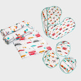 "New Beginnings" Gift Set - Off-We-Go!, Set of Swaddles, Bibs & Burp Cloths