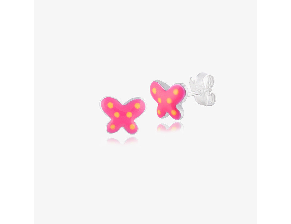 925 Sterling Silver Polka Butterfly Earrings <br> Pop Art Silver Collection