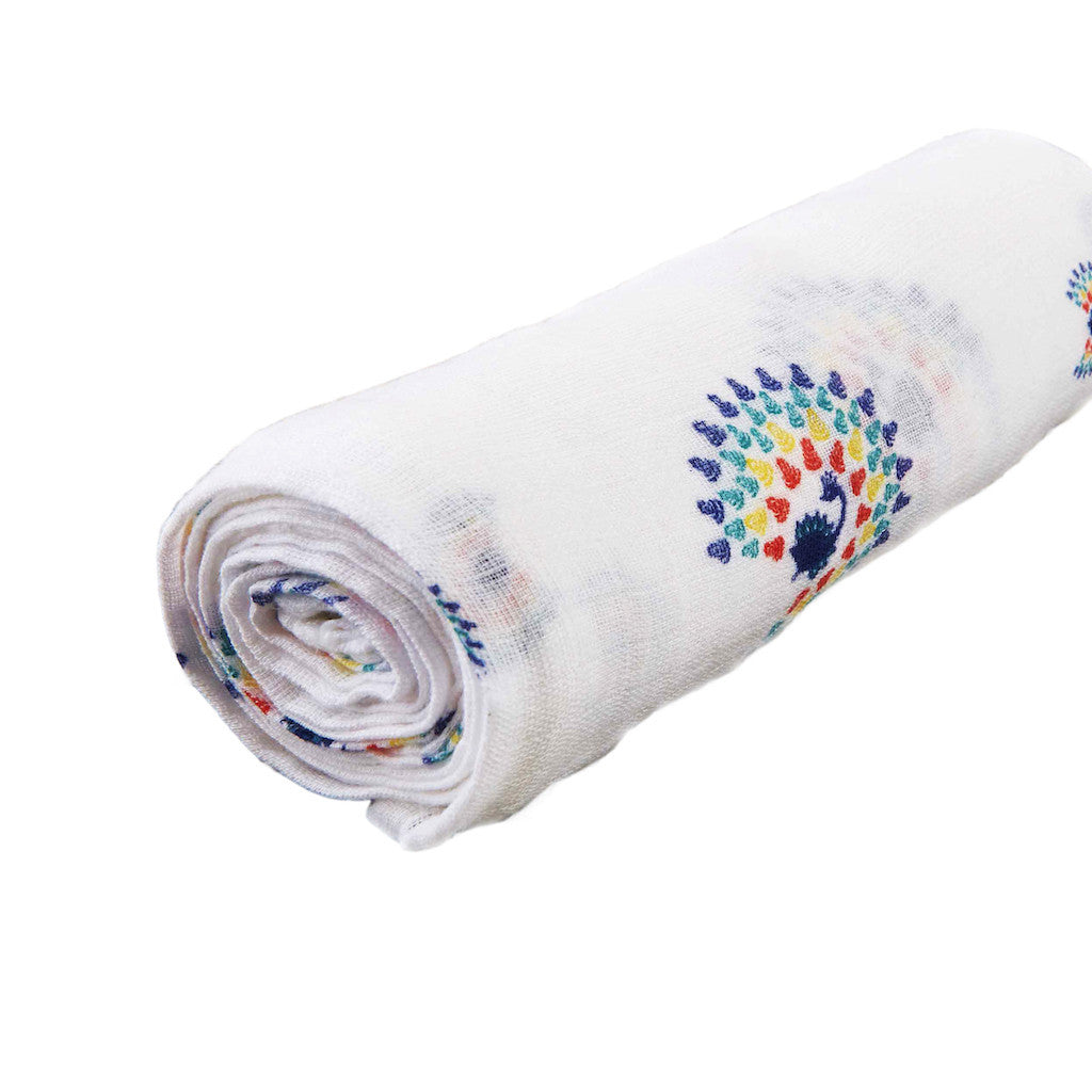 Organic Single Swaddle - Peacock