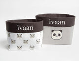 Fabric Storage Basket <br> Panda, Set of 2<br><span style="font-size: 10px;">Can be Personalised</span>