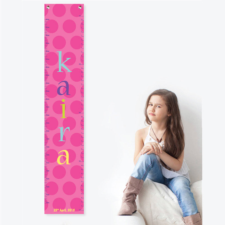 Personalised Height Chart <br> Pink Polka Dots