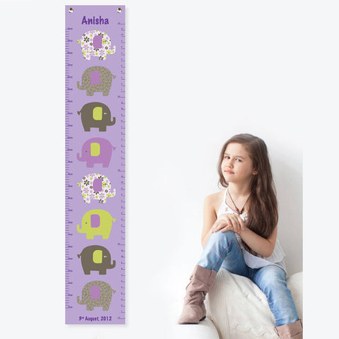 Personalised Height Chart <br> Purple Elephant