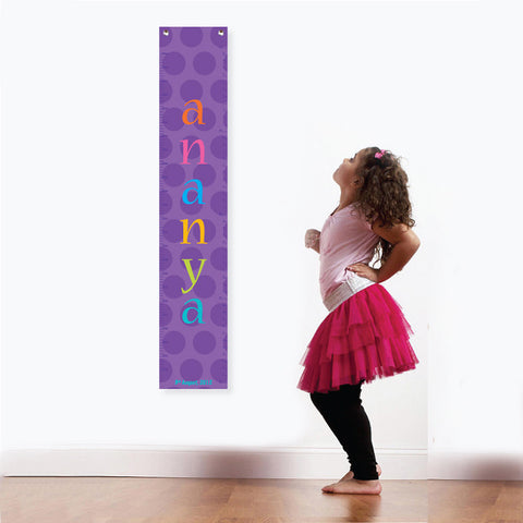 Personalised Height Chart <br> Purple Polka Dots