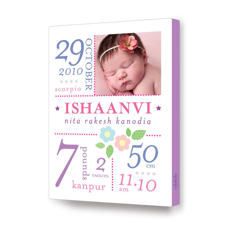 Canvas Birth Details Frame <br> Flower Girl