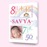 Canvas Birth Details Frame <br> Rainbow Angel