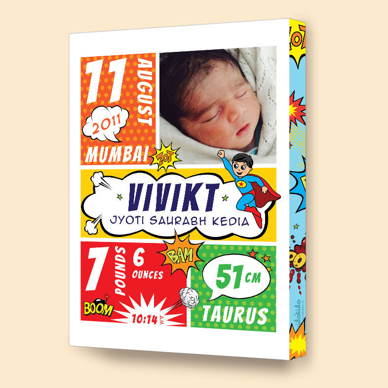 Canvas Birth Details Frame <br> Superboy