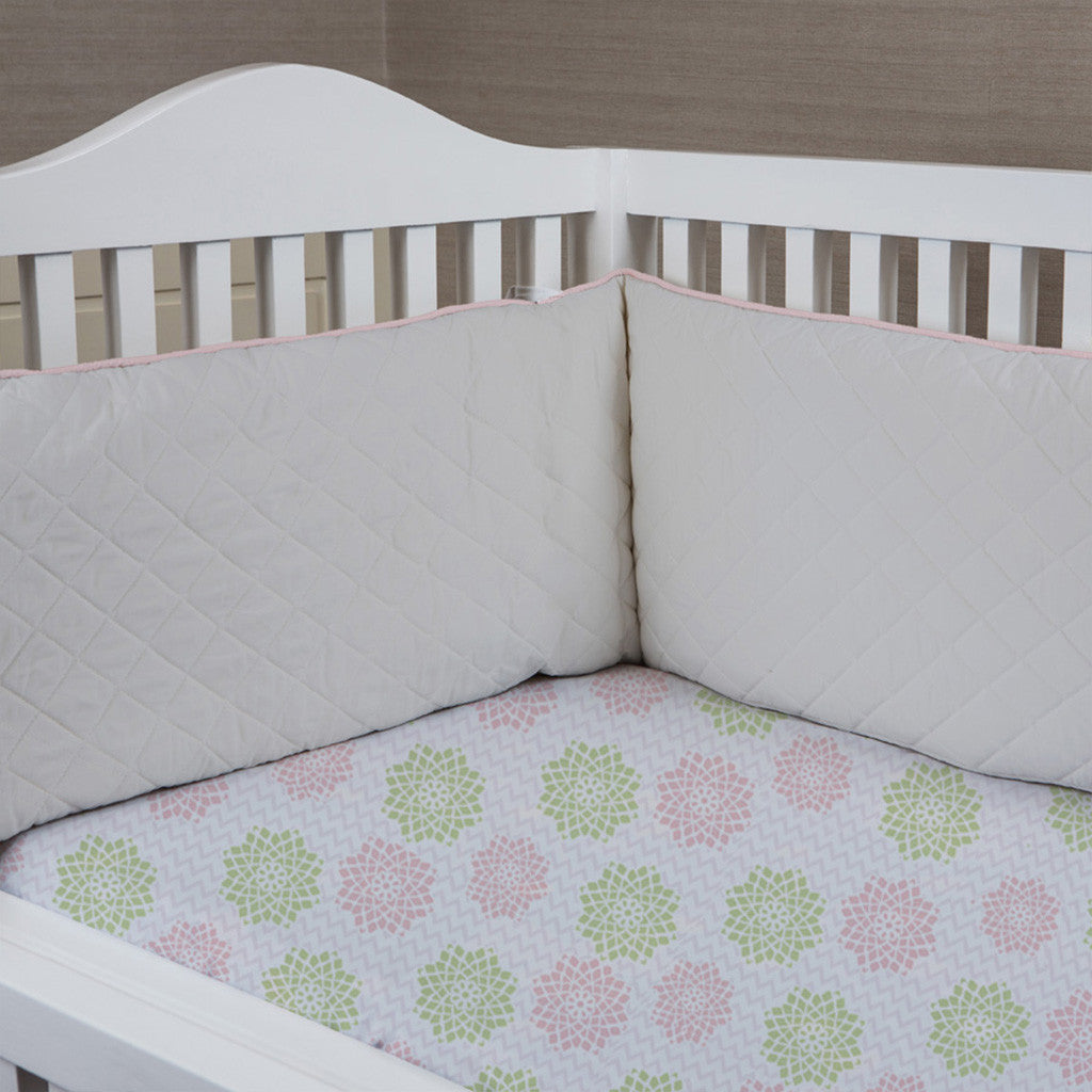 Cot Bumper <br> Grey with Pink