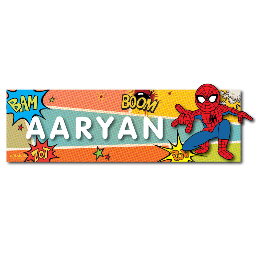 Name Plaque <br> Spiderman Motif