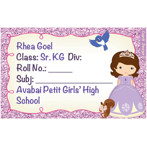 School Book Labels, Pack of 20 <br/> Purple Princess