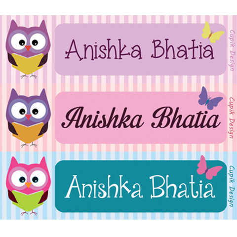 Name Stickers, Set of 45 Stickers<br/>  Owls