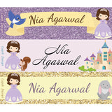 Name Stickers, Set of 45 Stickers<br/> Purple Princess