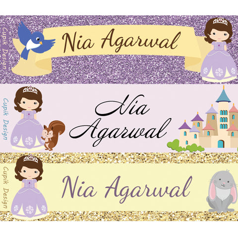 Name Stickers, Set of 45 Stickers<br/> Purple Princess