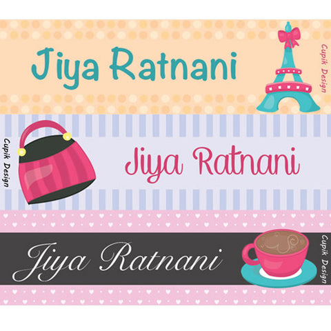 Name Stickers, Set of 45 Stickers<br/> Parisian