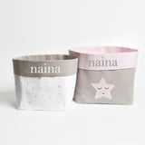 Fabric Storage Baskets <br> Pink Star, Set of 2<br><span style="font-size: 10px;">Can be Personalised</span>