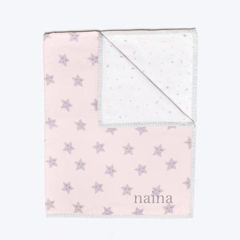 Organic Quilted Blanket <br> Pink Star<br><span style="font-size: 10px;">Can be Personalised</span>