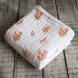Organic Snuggle Blanket - Pink Flower