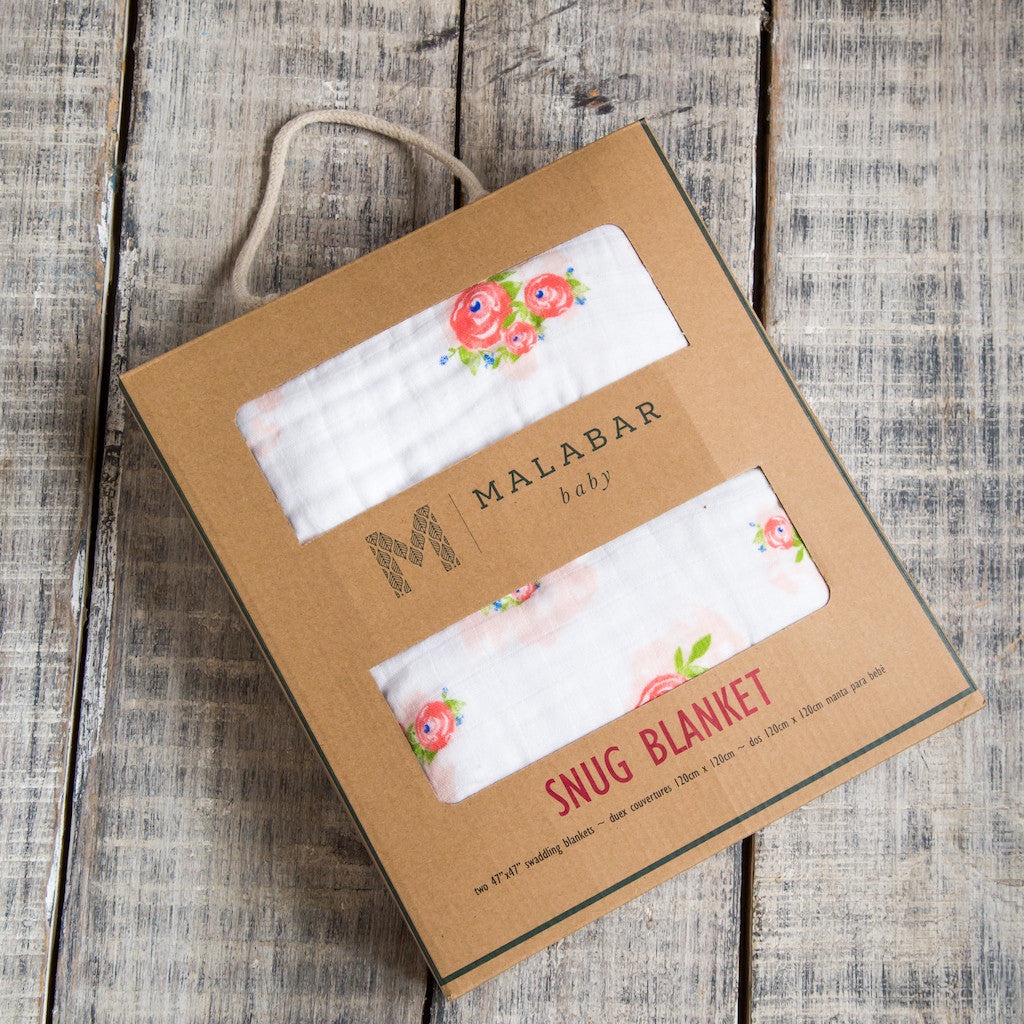 Organic Snuggle Blanket - Pink Flower
