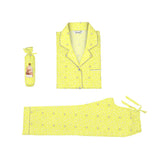 Adult Pyjama Set-Notched Collar <br> Yellow Star <br> <span style="font-size: 11px; font-family:Helvetica,Arial,sans-serif;">Can Be Personalised</span>