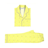 Kid's Pyjama Set - Notched Collar <br> Yellow Star <br> <span style="font-size: 11px; font-family:Helvetica,Arial,sans-serif;">Can Be Personalised</span>