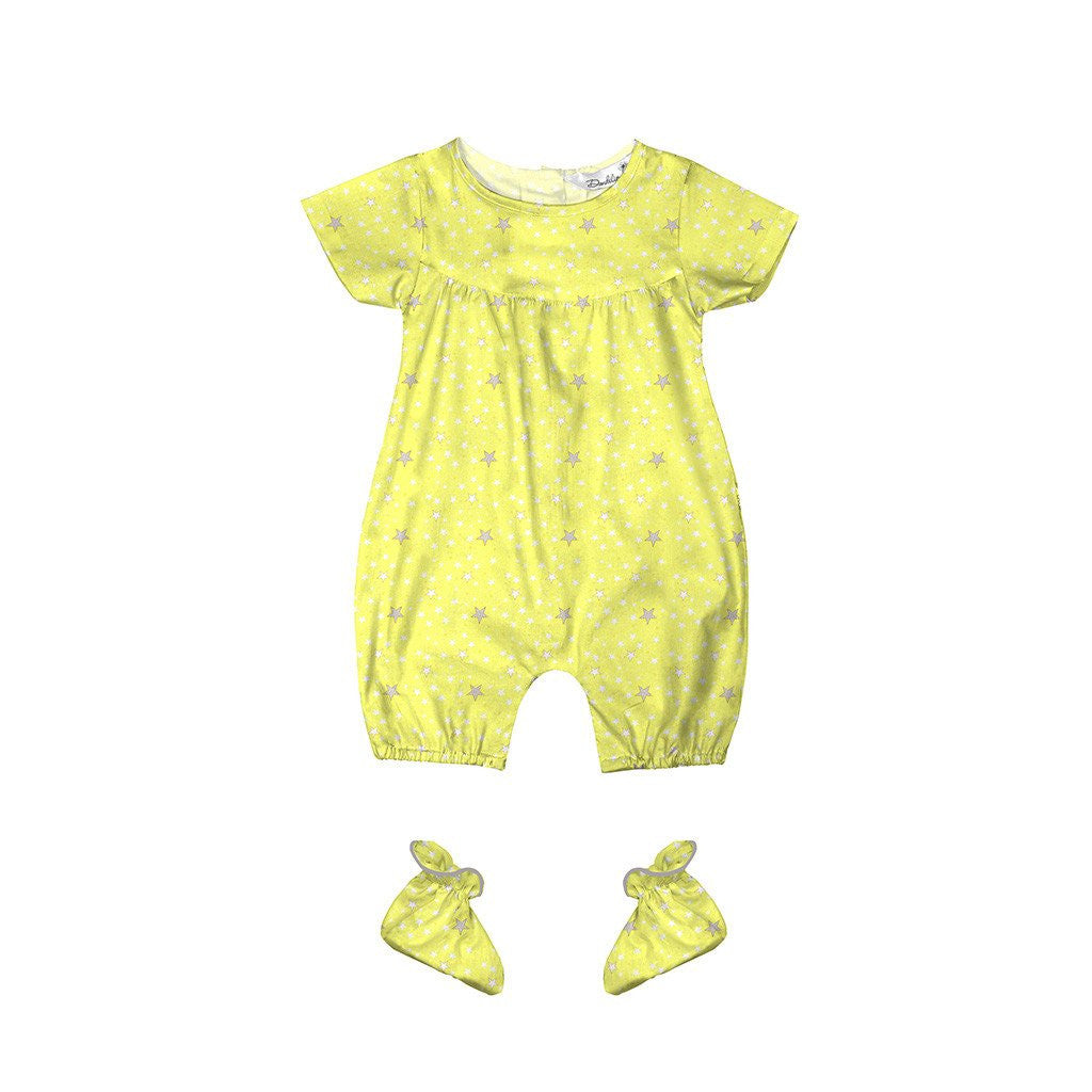 Layette Set with Long-Legged Romper <br> Yellow Star<br> <span style="font-size: 11px; font-family:Helvetica,Arial,sans-serif;">Can Be Personalised</span>