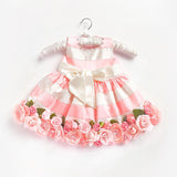 Striped Dress with Floral Embellishments <br> <span style="font-size: 10px;">More Colours Available</span>