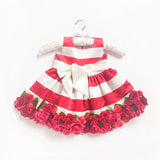 Striped Dress with Floral Embellishments <br> <span style="font-size: 10px;">More Colours Available</span>