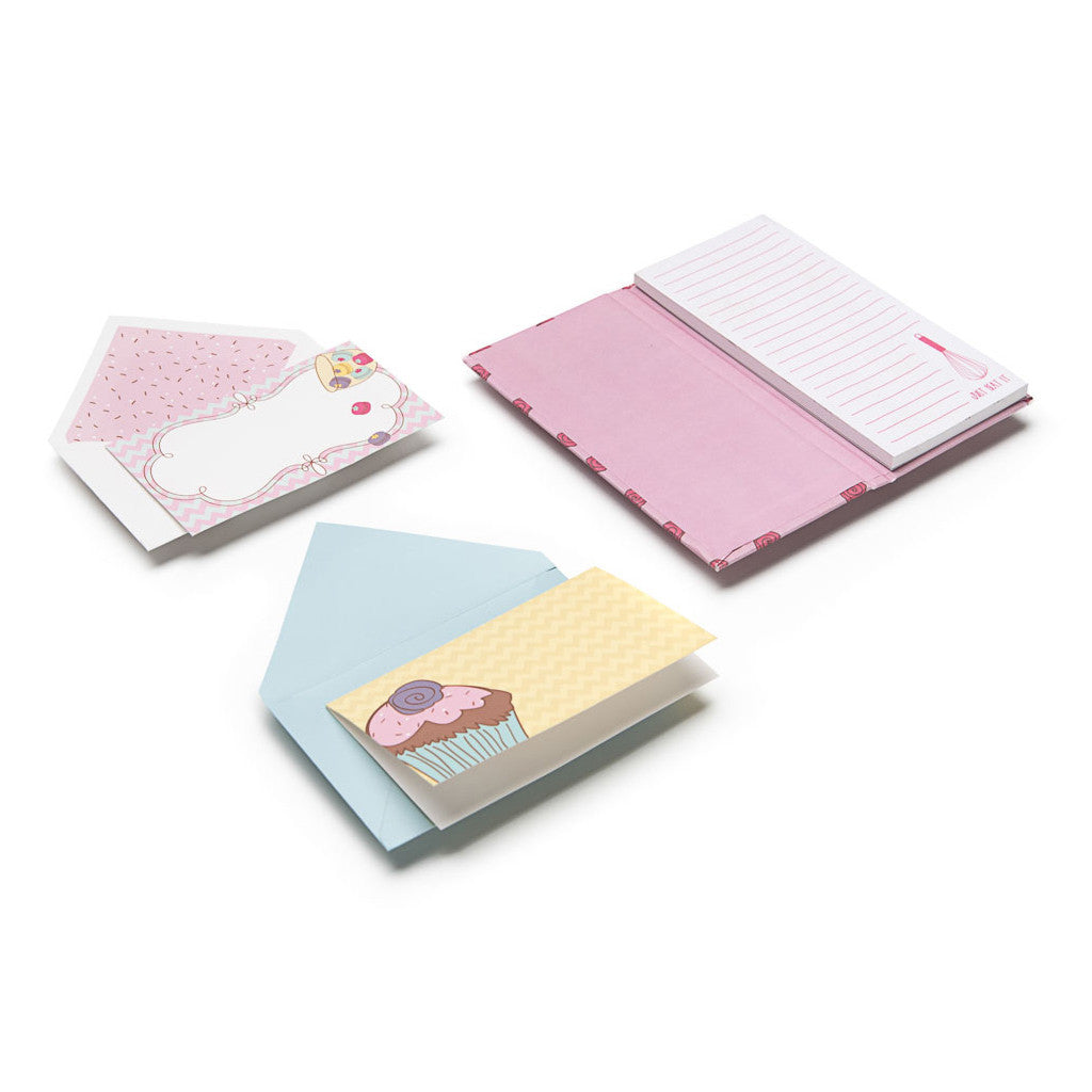 The Dessert Tasting Gift Set <br> Notecards & Folded Cards with Matching Envelopes & Notepad <br><span style="font-size: 10px;">Set of 25, Can be Personalised</span>