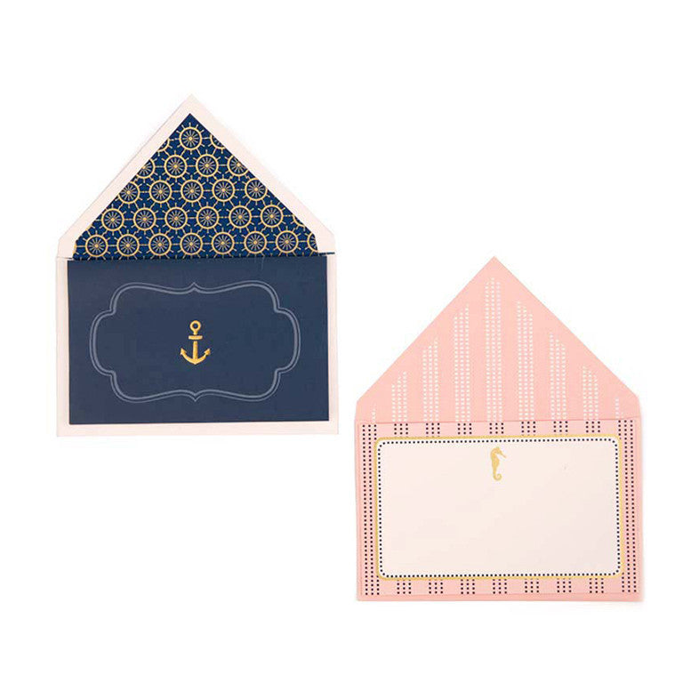 Nautical Explorer Collection <br> Notecards with Matching Envelopes <br><span style="font-size: 10px;">Set of 12, Can be Personalised</span>