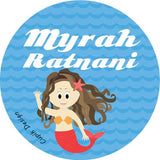 Personalised Waterproof Stickers - Mermaid, Set of 28