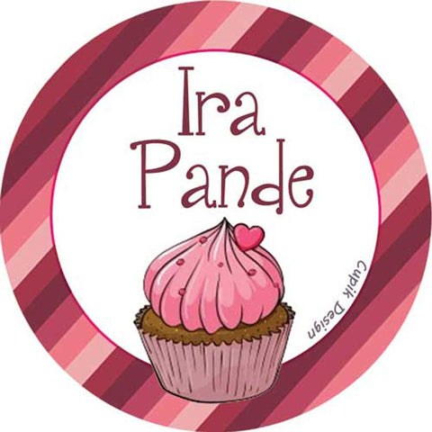 Personalised Waterproof Stickers - Cupcake, Set of 28
